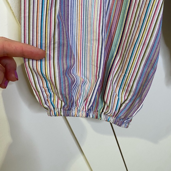 ZARA Balloon Sleeve Multicolor Striped Shirt - Picture 8 of 8
